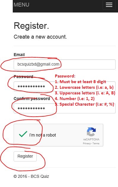 How to register with BCS Quiz.com